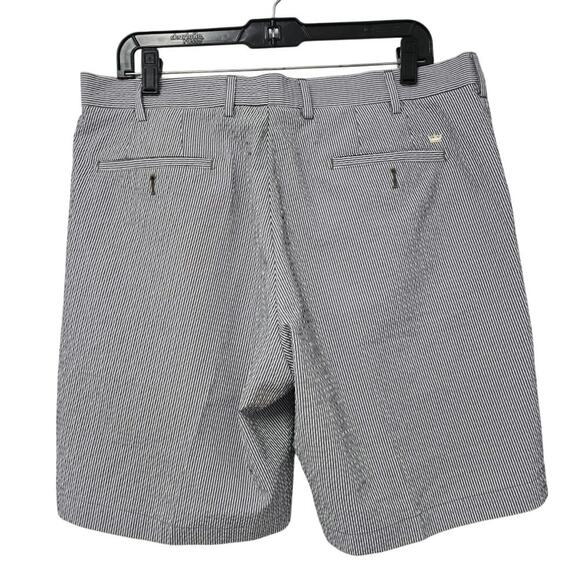 Peter Millar Mens Featherweight Pinstripe Shorts Blue and White Size 35 - Picture 2 of 7